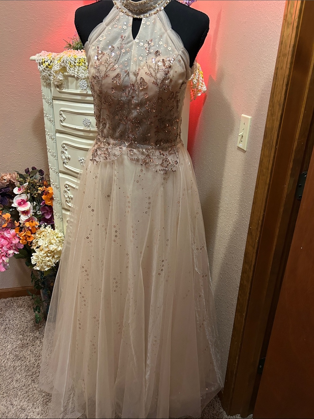 Sparkle Halter Tulle Dress in Blush